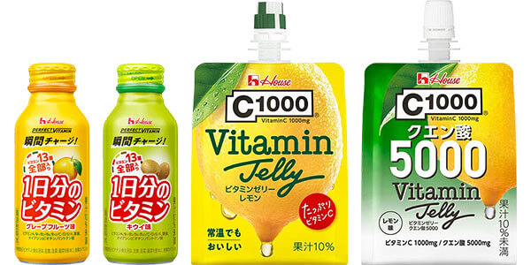 「ハウスウェルネスフーズ　ビタミン製品詰め合わせ」 PERFECT VITAMIN 1日分のビタミン グレープフルーツ味 PERFECT VITAMIN 1日分のビタミン キウイ味 C1000ビタミンゼリーレモン C1000ビタミンゼリークエン酸5000