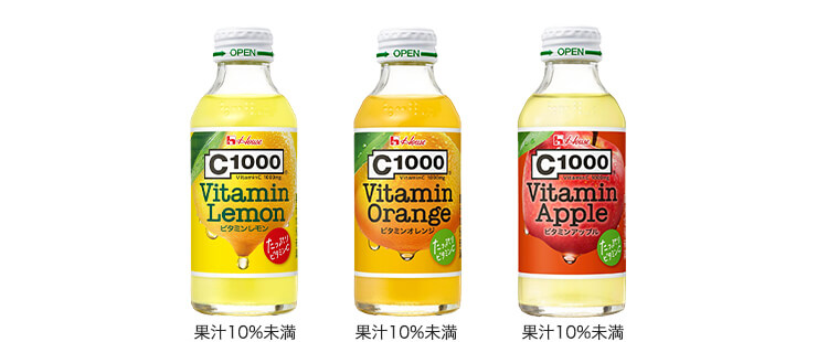 ビタミンレモン（果汁10%未満）　ビタミンオレンジ（果汁10%未満）　ビタミンアップル（果汁10%未満）