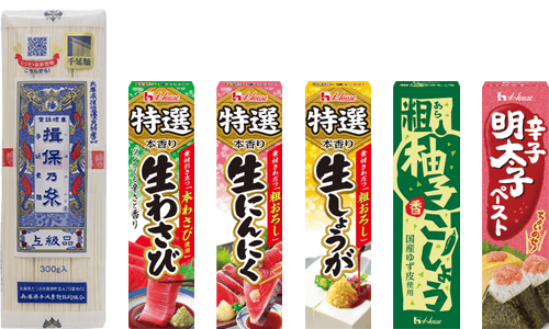 B賞:揖保乃糸上級品300g+チューブ調味料5点セット 50名様