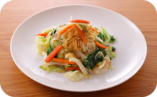 余り野菜の素麺チャンプルー ジャワカレー風味